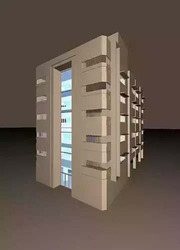 HOME-1 building with windows and balconies 3D model