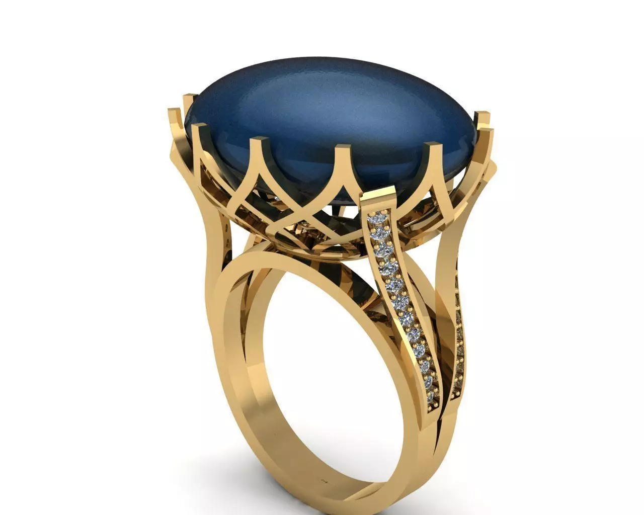 Oval Diamond Ring 3D print model_0