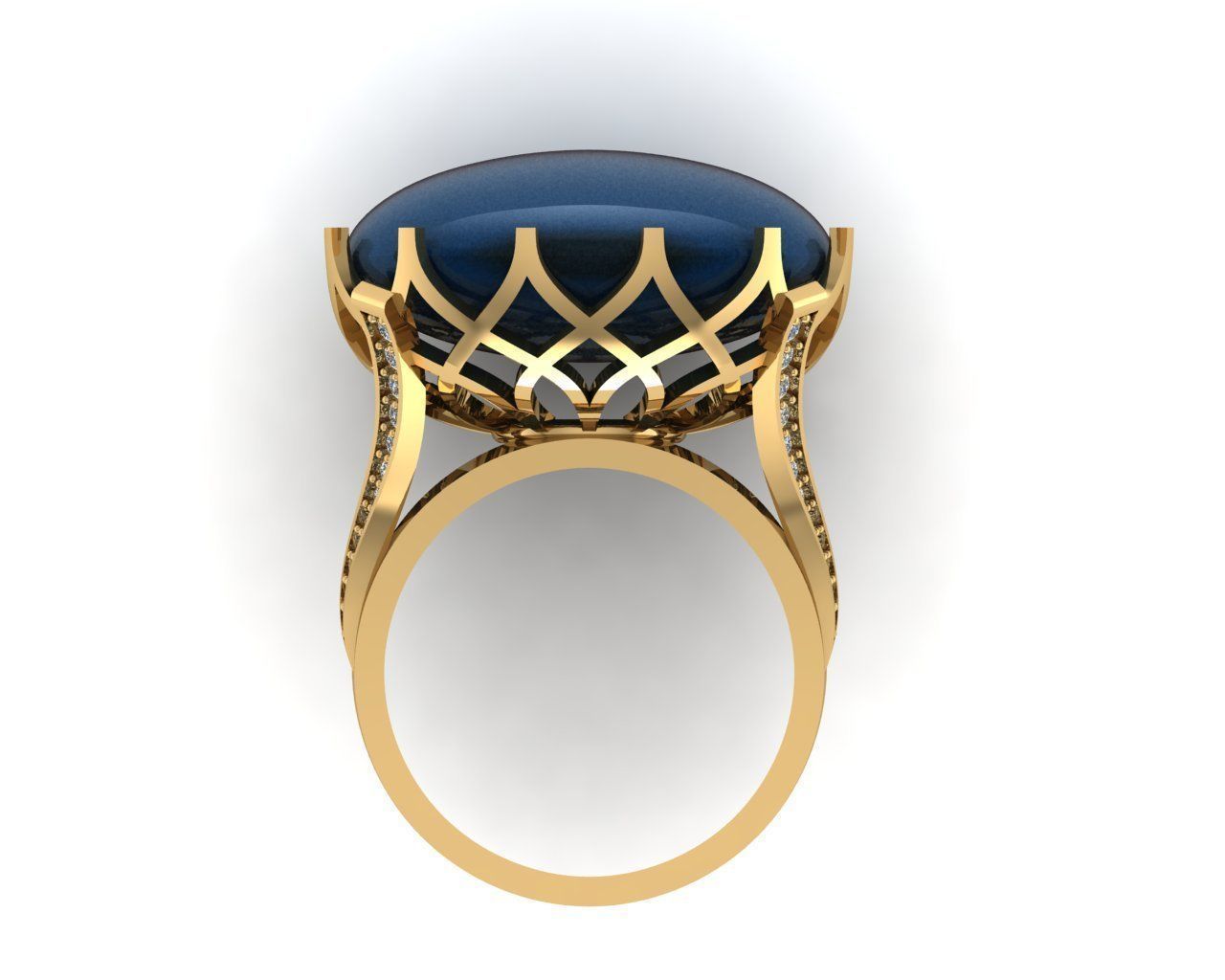 Oval Diamond Ring 3D print model_1