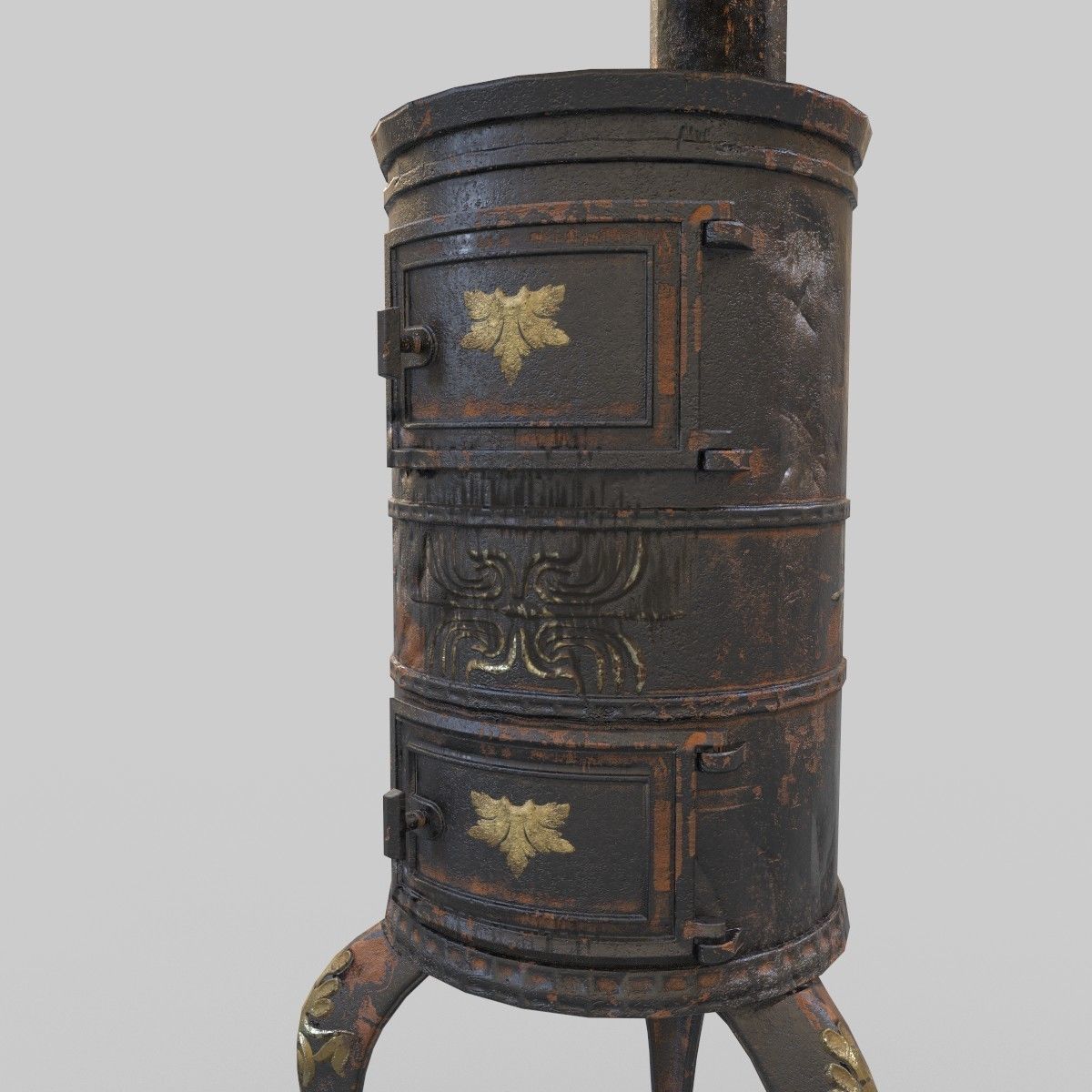 Old Stove Low Poly PBR Low-poly 3D model_7