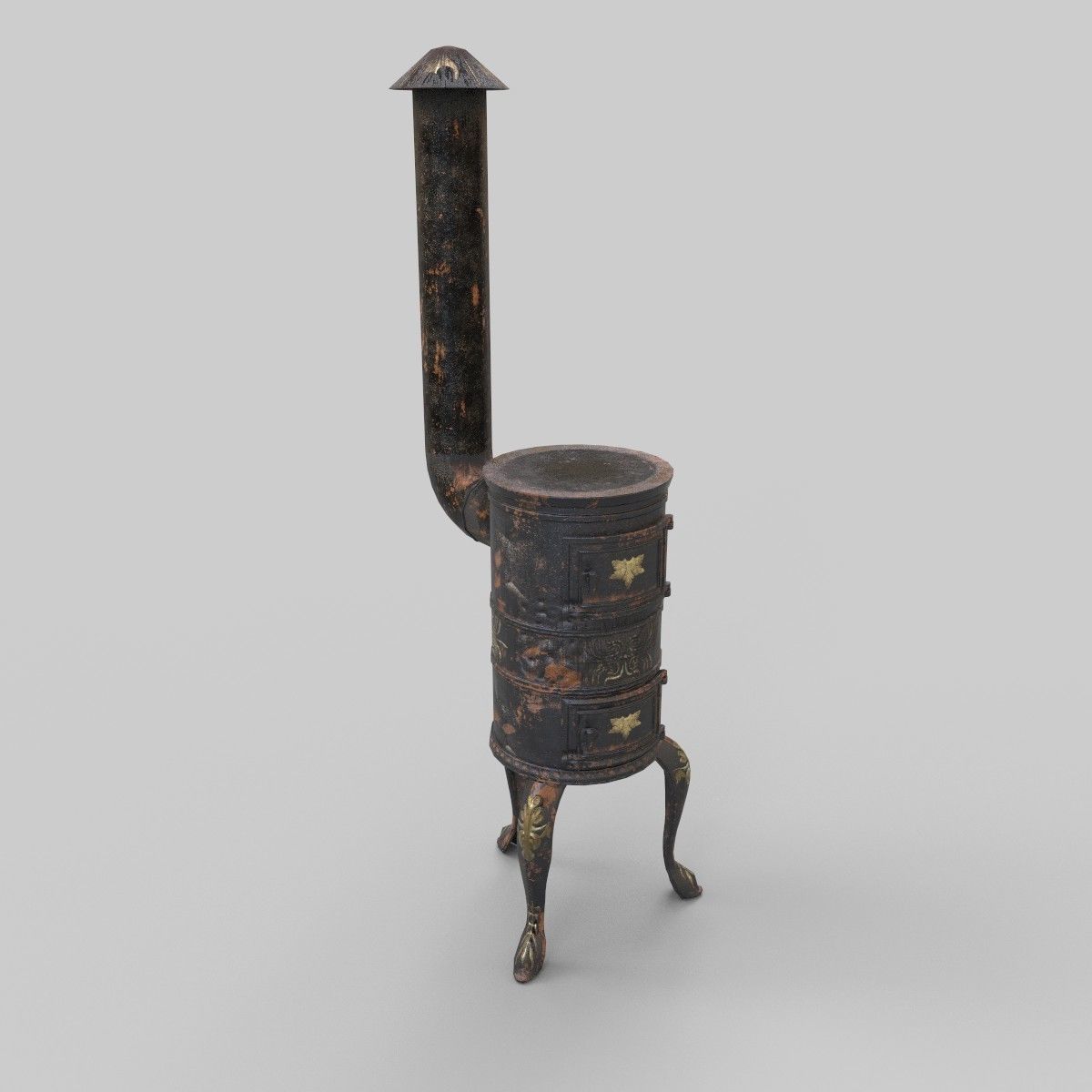 Old Stove Low Poly PBR Low-poly 3D model_1