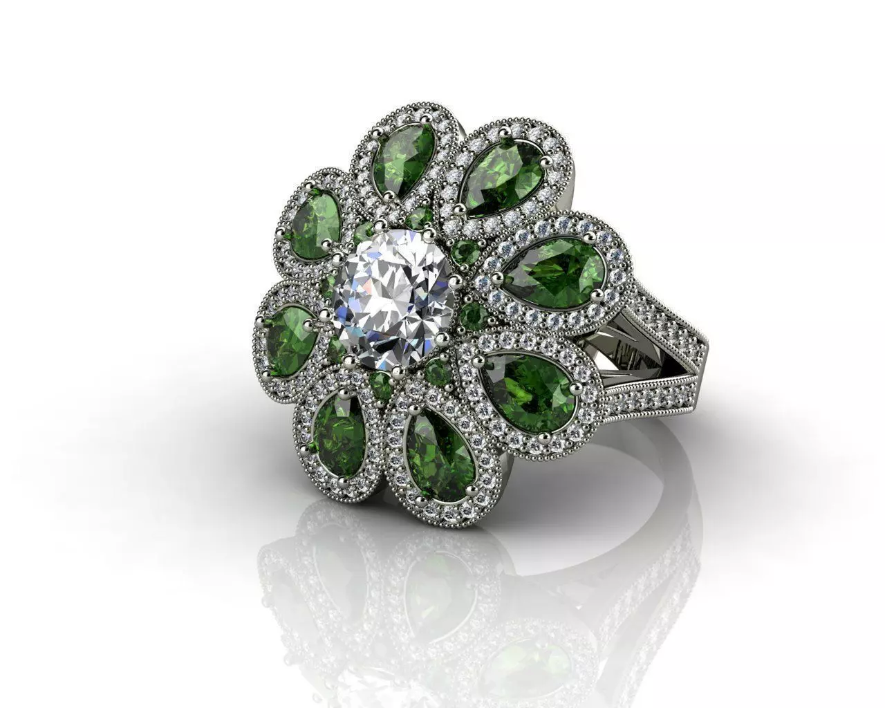 Colored Stone Engagement Rings 3D print model