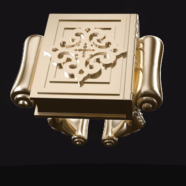 WISDOM ornate gold ring 3D print model_5