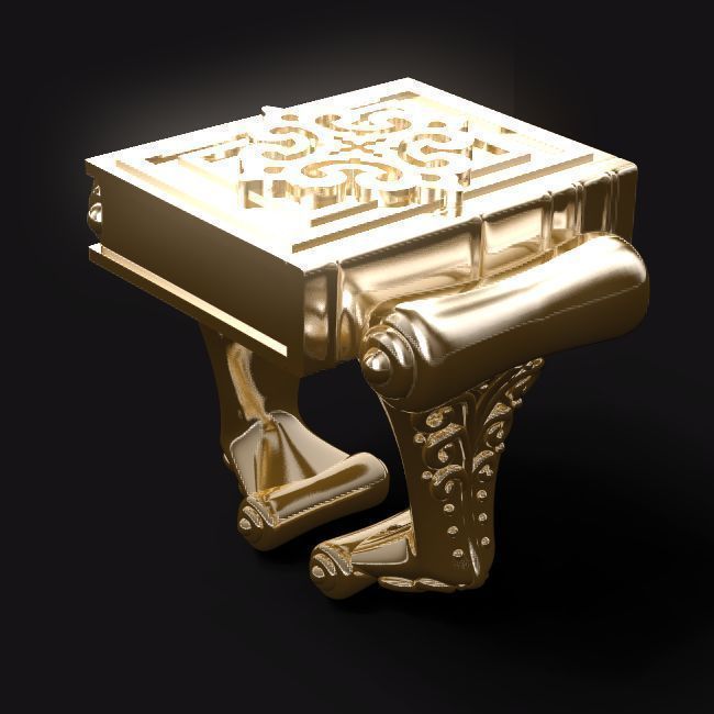 WISDOM ornate gold ring 3D print model_3