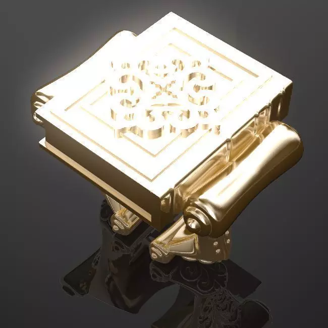WISDOM ornate gold ring 3D print model_0
