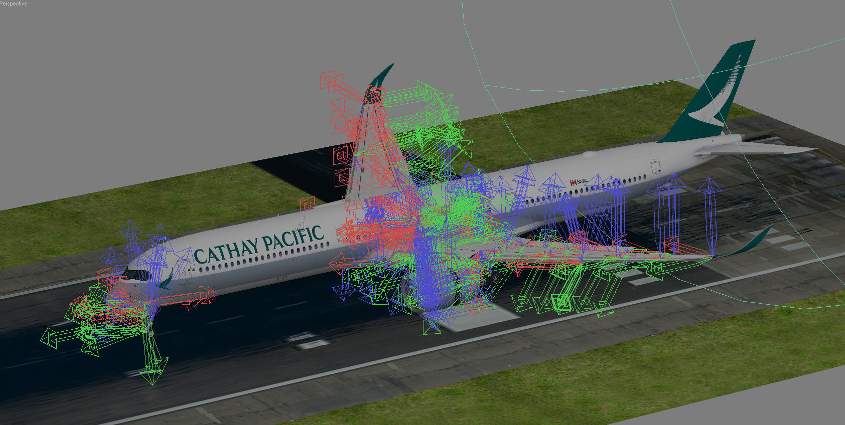 Airbus A350-1000 Cathay Pacific Livery Low-poly 3D model_20