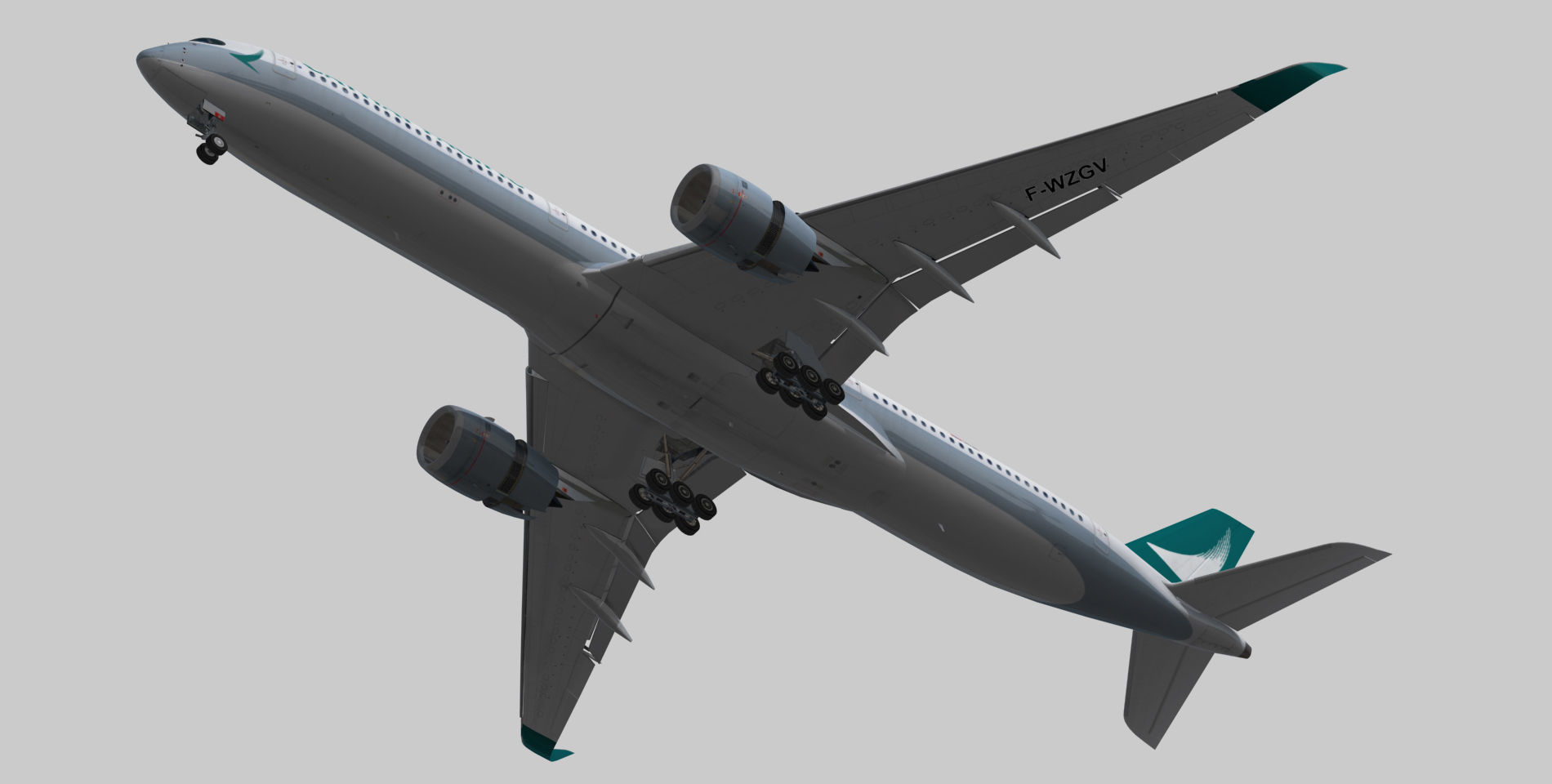 Airbus A350-1000 Cathay Pacific Livery Low-poly 3D model_4
