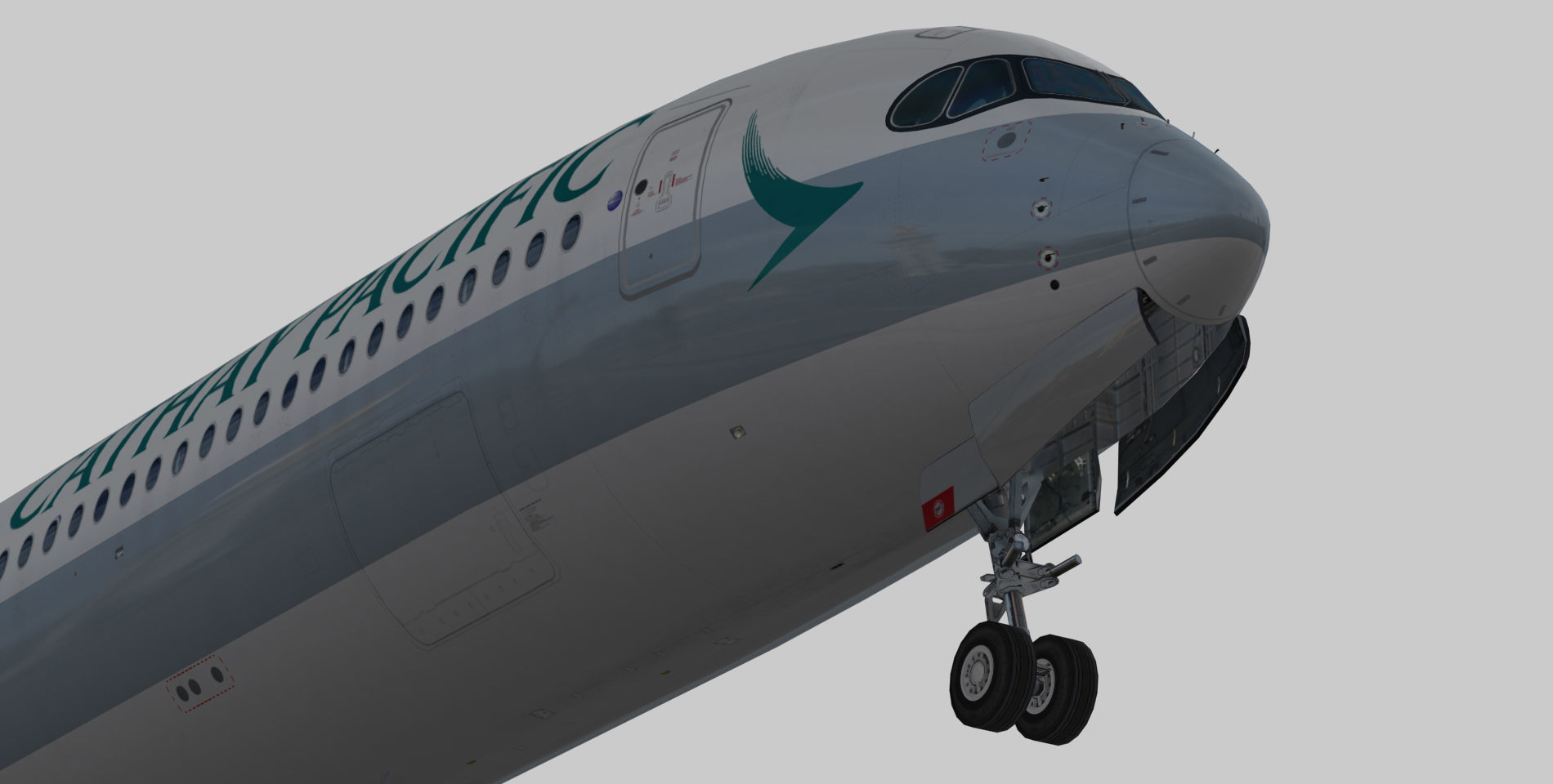 Airbus A350-1000 Cathay Pacific Livery Low-poly 3D model_3