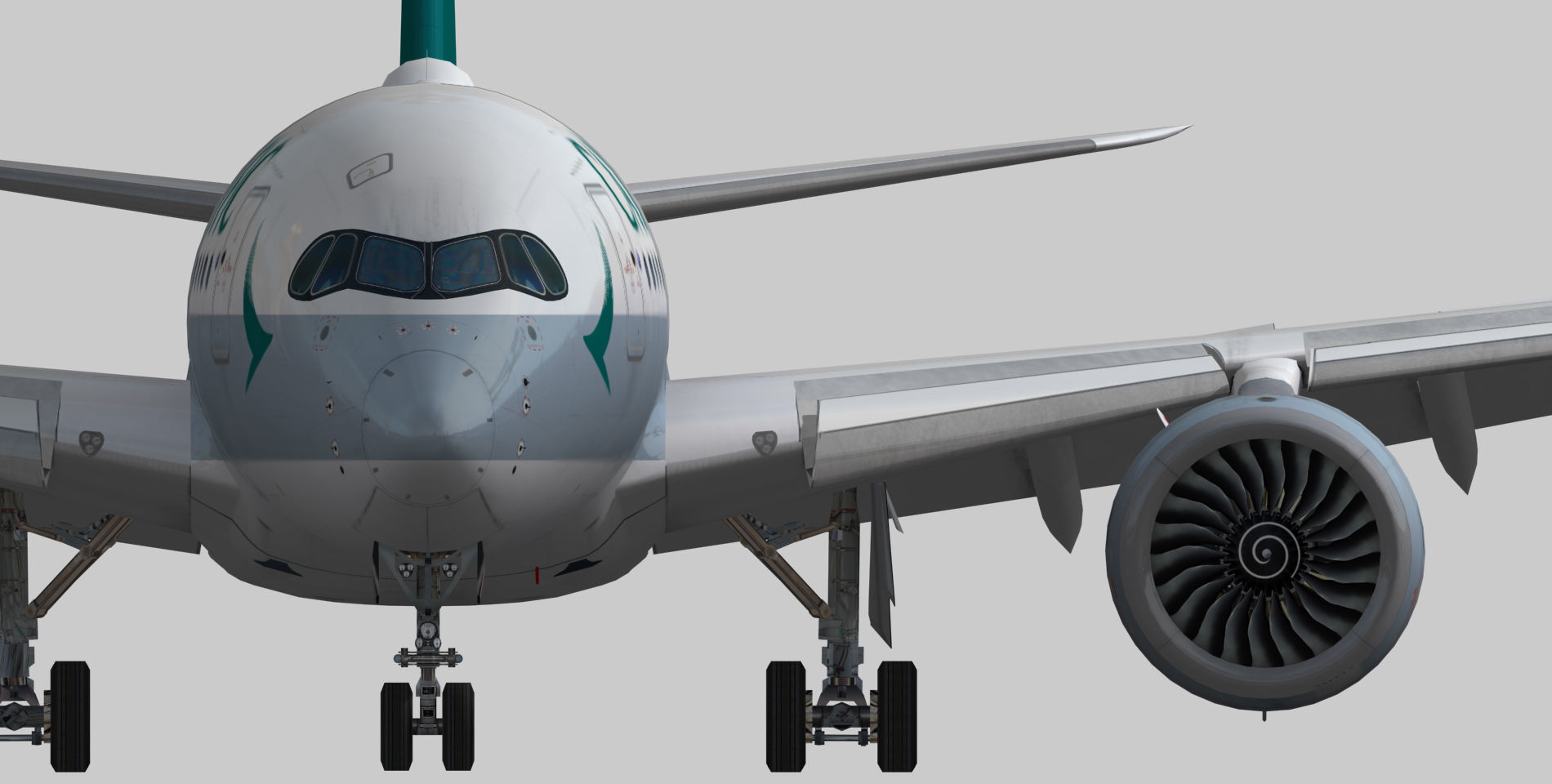 Airbus A350-1000 Cathay Pacific Livery Low-poly 3D model_5