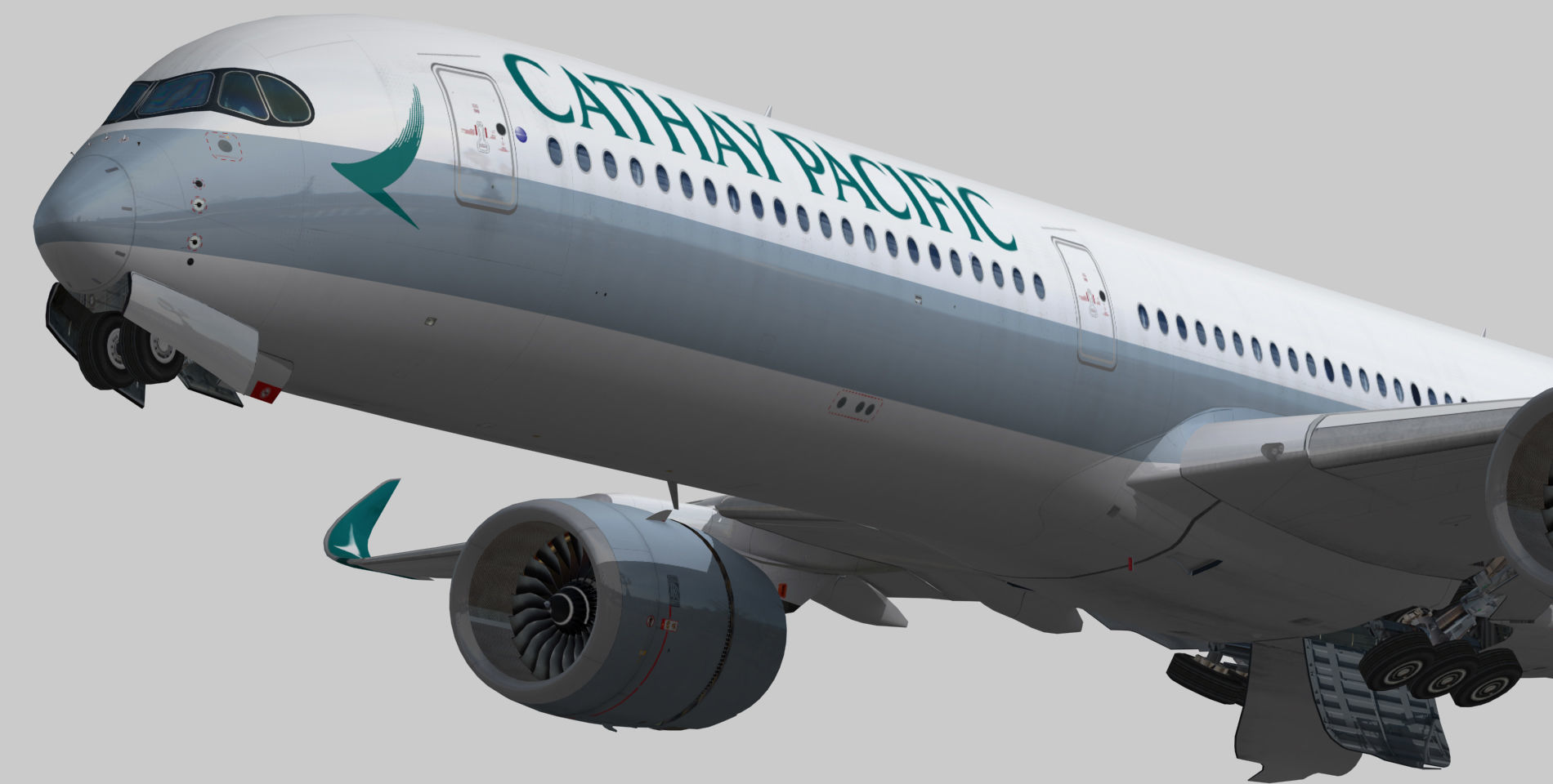 Airbus A350-1000 Cathay Pacific Livery Low-poly 3D model_13