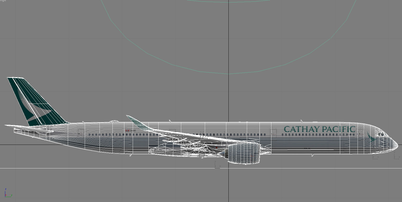 Airbus A350-1000 Cathay Pacific Livery Low-poly 3D model_17