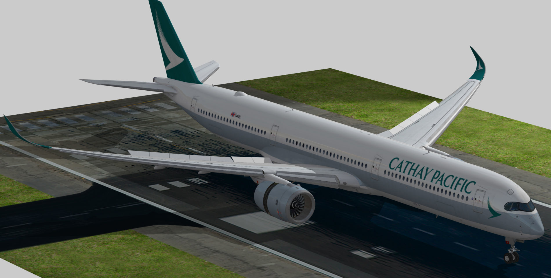 Airbus A350-1000 Cathay Pacific Livery Low-poly 3D model_7