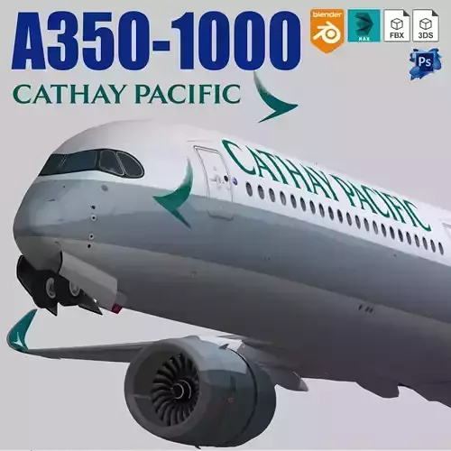 Airbus A350-1000 Cathay Pacific Livery Low-poly 3D model