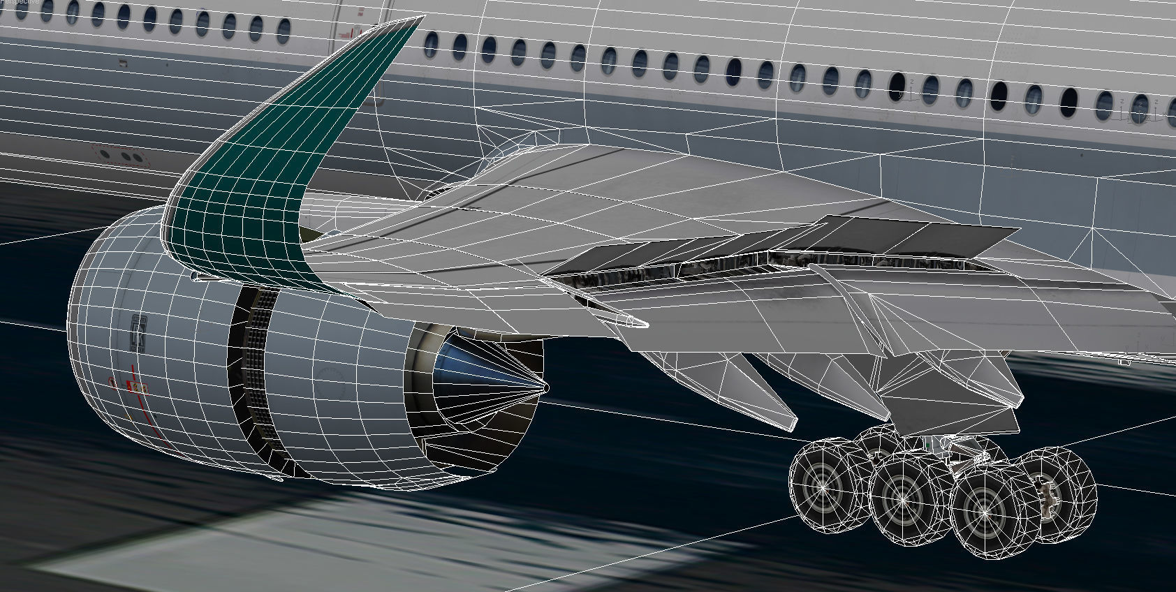 Airbus A350-1000 Cathay Pacific Livery Low-poly 3D model_15
