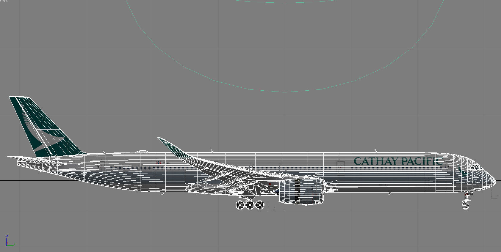 Airbus A350-1000 Cathay Pacific Livery Low-poly 3D model_16