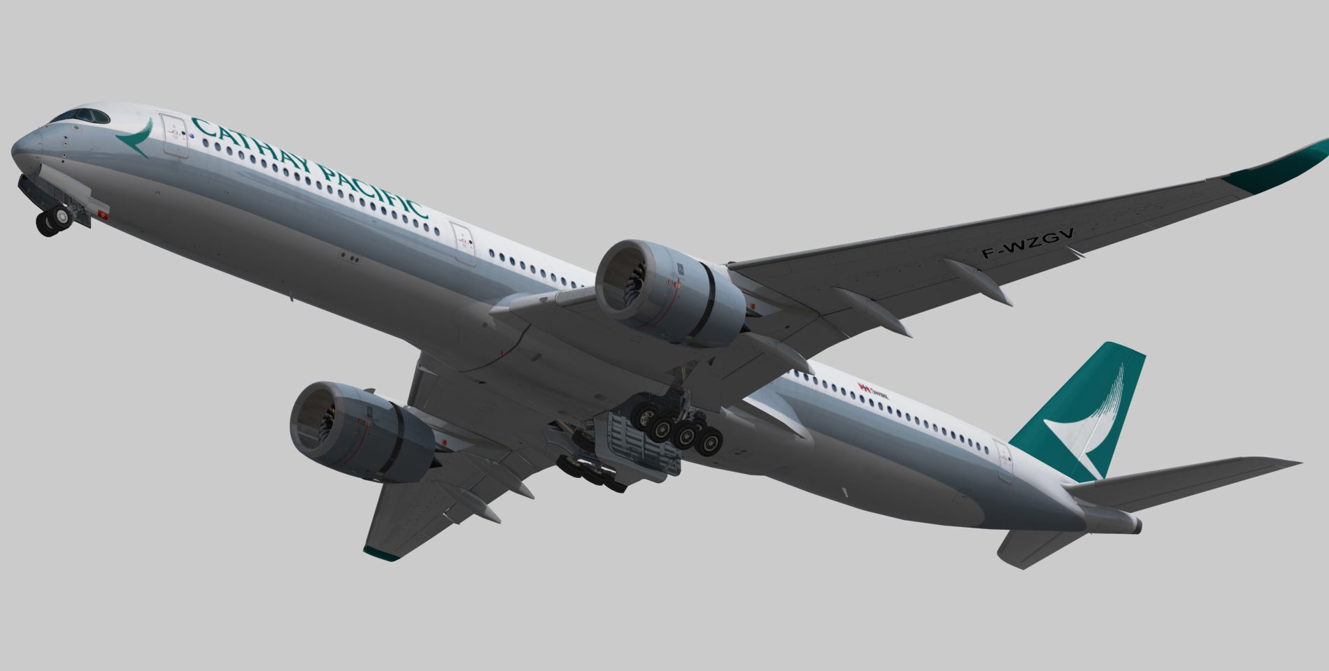 Airbus A350-1000 Cathay Pacific Livery Low-poly 3D model_12