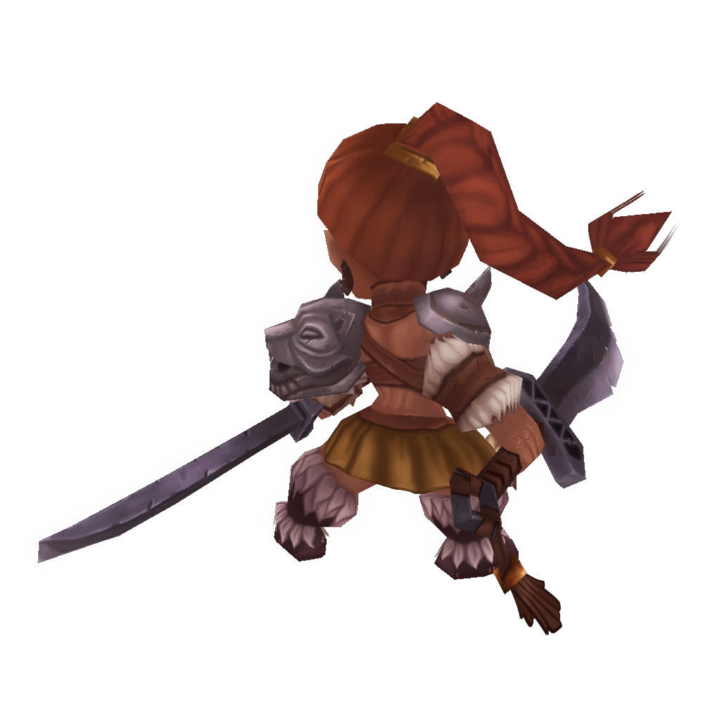 Mini Barbarian Girl Sonya - Low Poly Hand Painted Low-poly 3D model_3