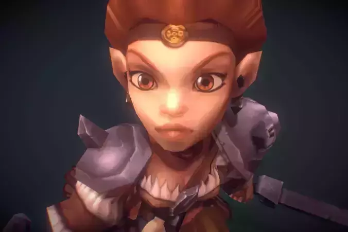 Mini Barbarian Girl Sonya - Low Poly Hand Painted Low-poly 3D model