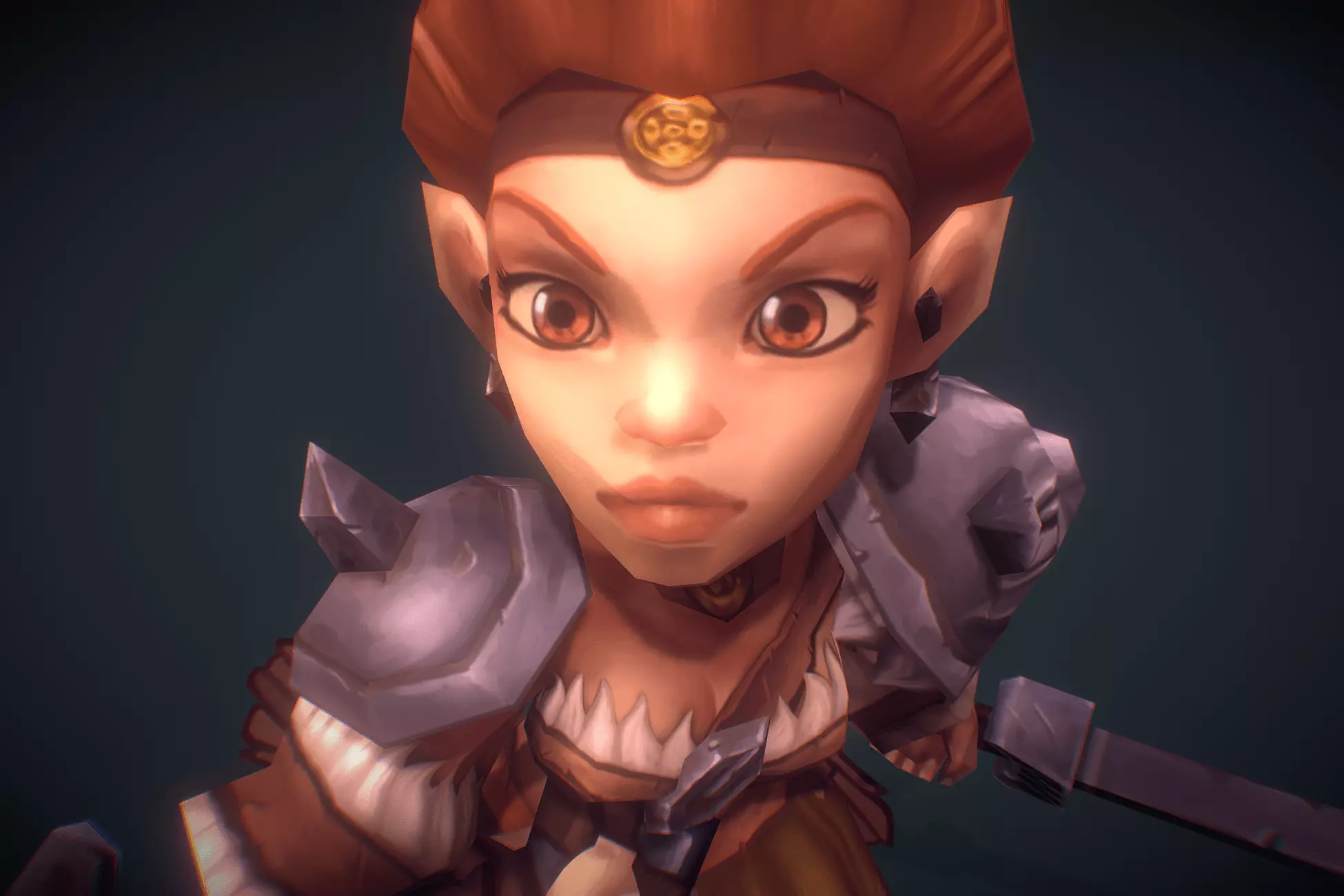 Mini Barbarian Girl Sonya - Low Poly Hand Painted Low-poly 3D model_0