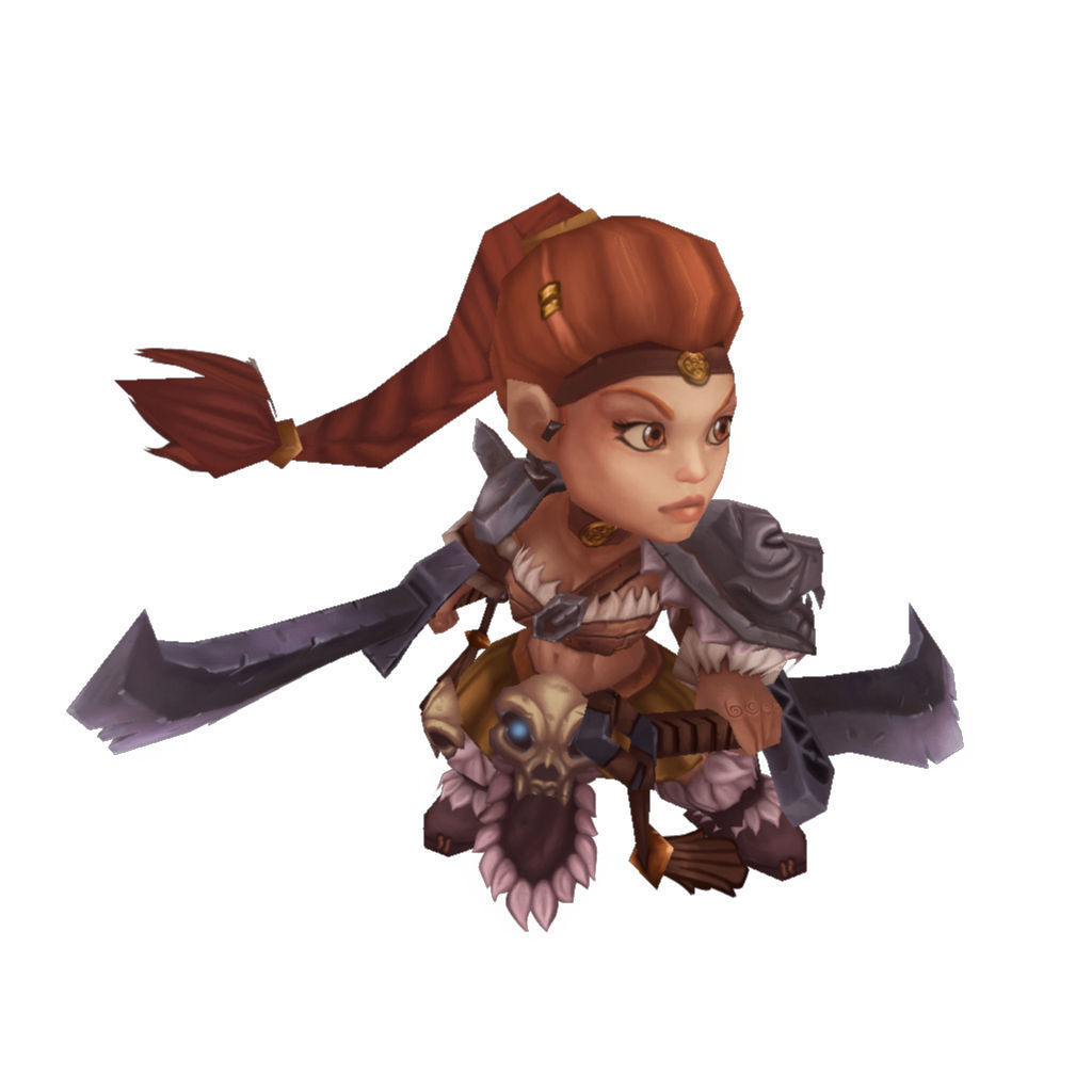 Mini Barbarian Girl Sonya - Low Poly Hand Painted Low-poly 3D model_4