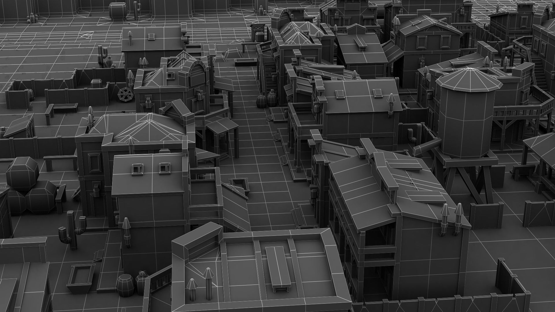 Western Town - Pixel Series Low-poly 3D model_14