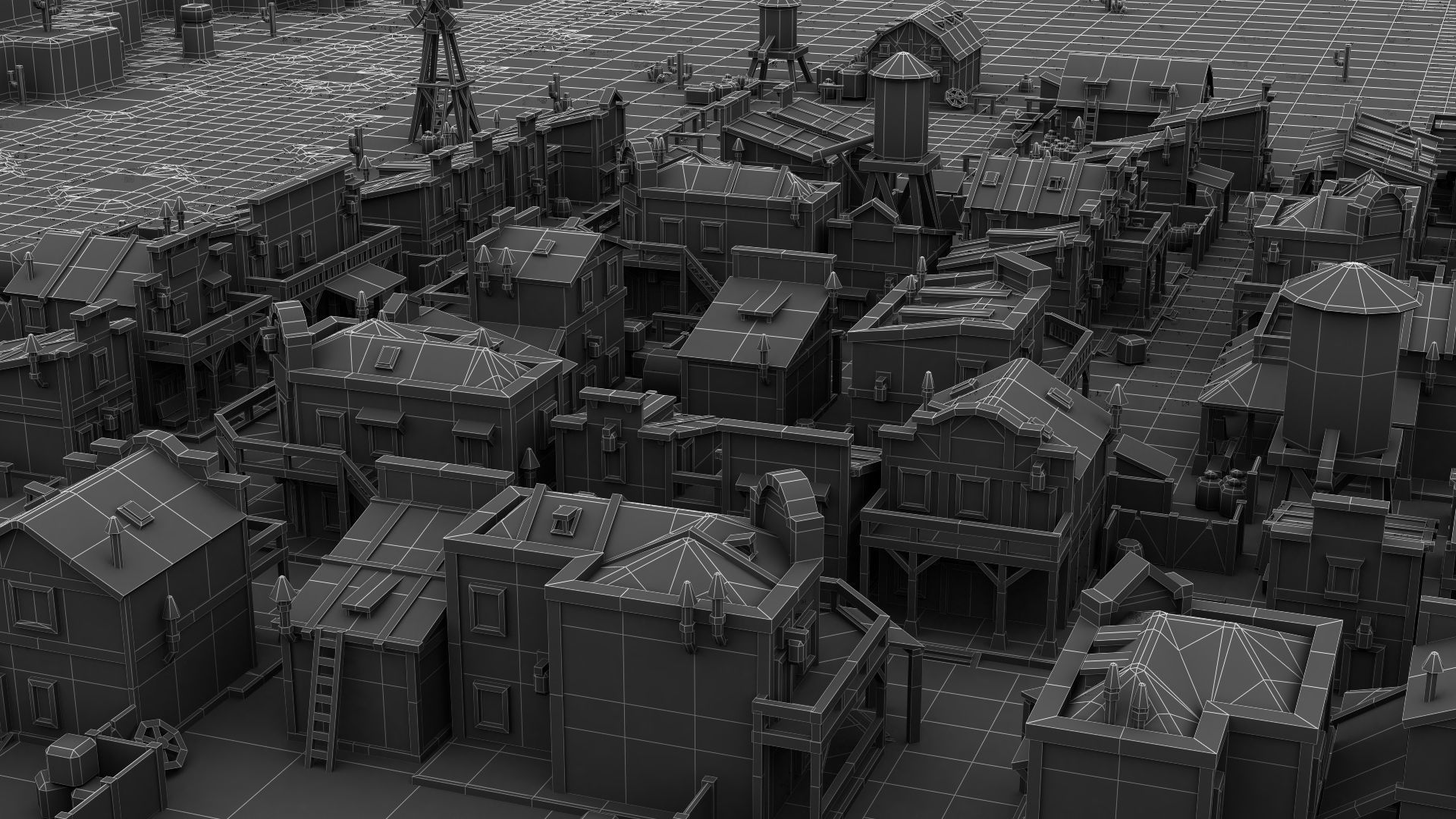 Western Town - Pixel Series Low-poly 3D model_2