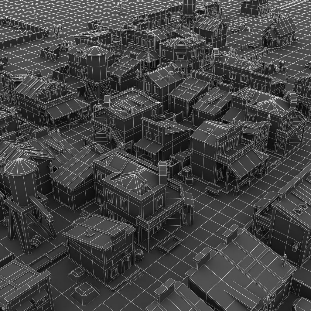 Western Town - Pixel Series Low-poly 3D model_8