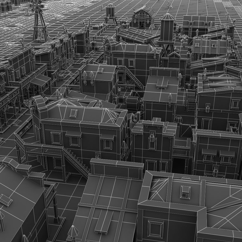 Western Town - Pixel Series Low-poly 3D model_5