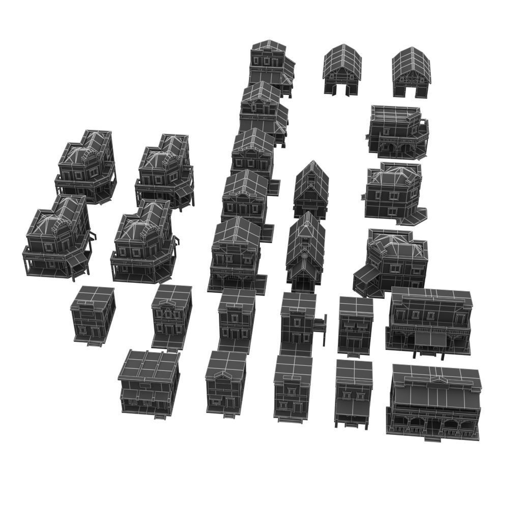 Western Town - Pixel Series Low-poly 3D model_22