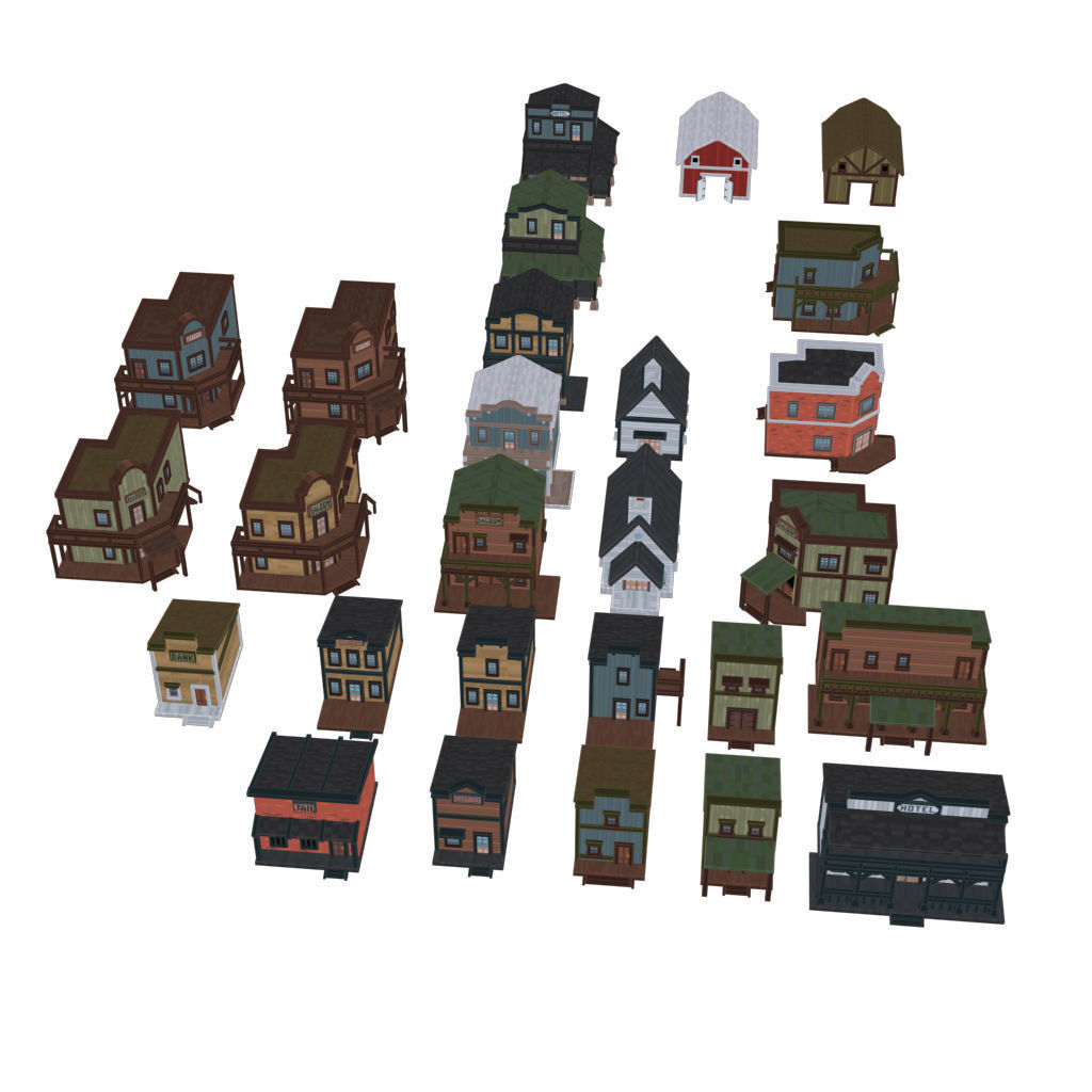 Western Town - Pixel Series Low-poly 3D model_21