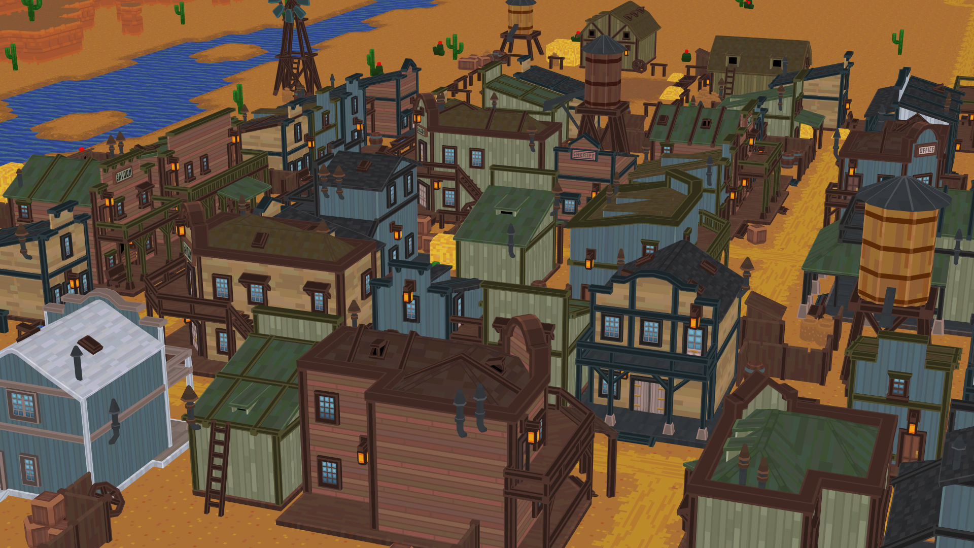 Western Town - Pixel Series Low-poly 3D model_1
