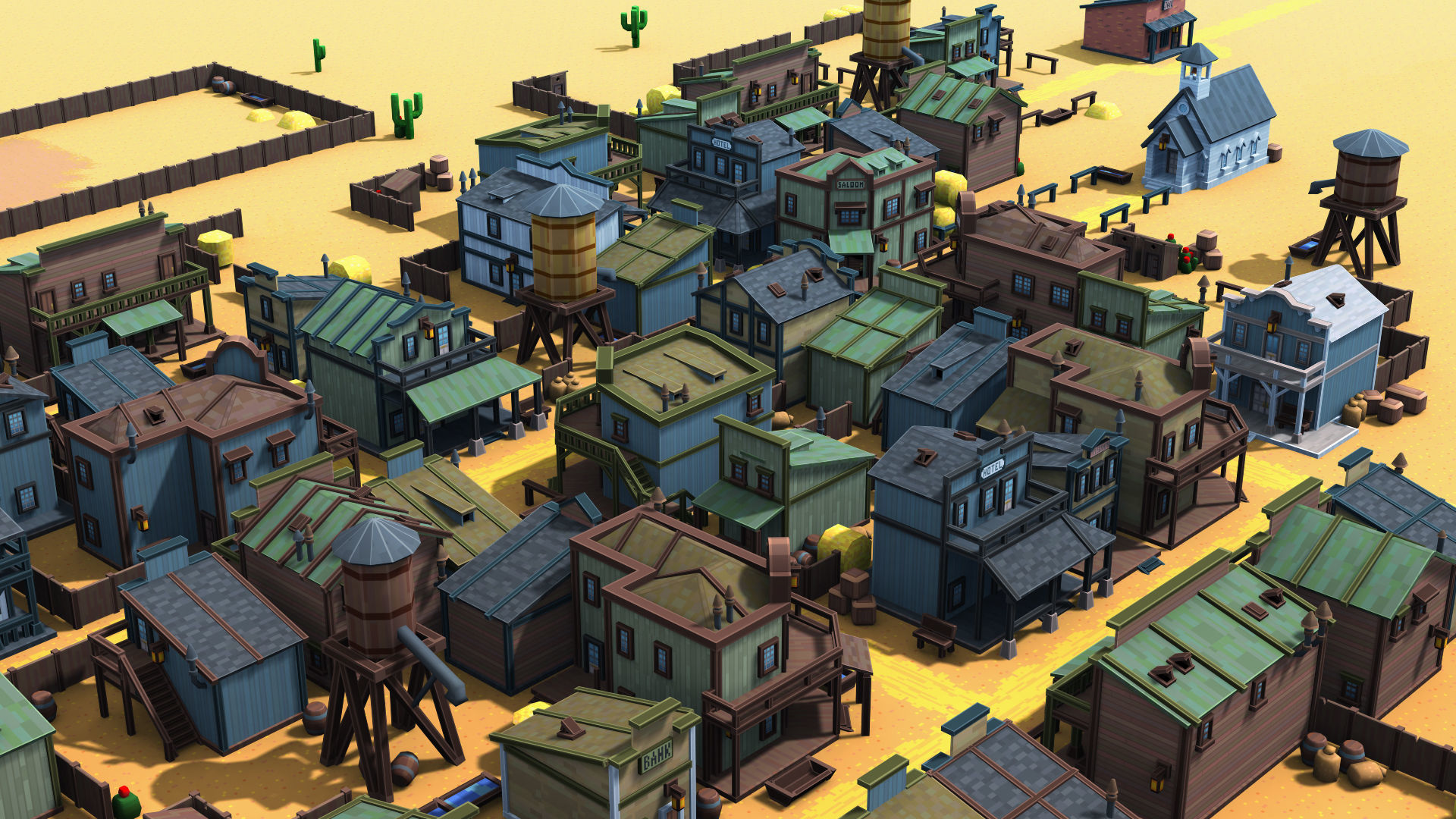 Western Town - Pixel Series Low-poly 3D model_9