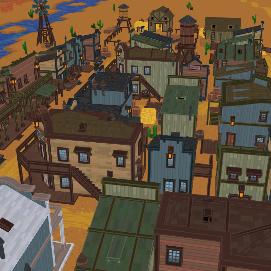 Western Town - Pixel Series Low-poly 3D model_4