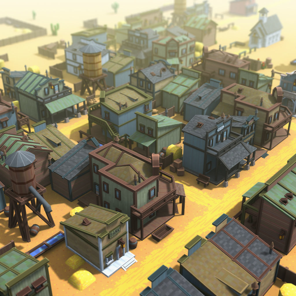 Western Town - Pixel Series Low-poly 3D model_6