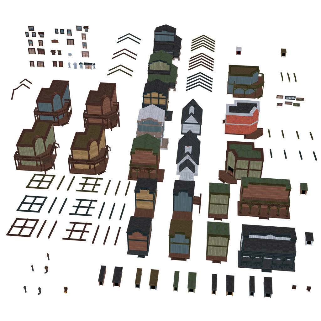 Western Town - Pixel Series Low-poly 3D model_19