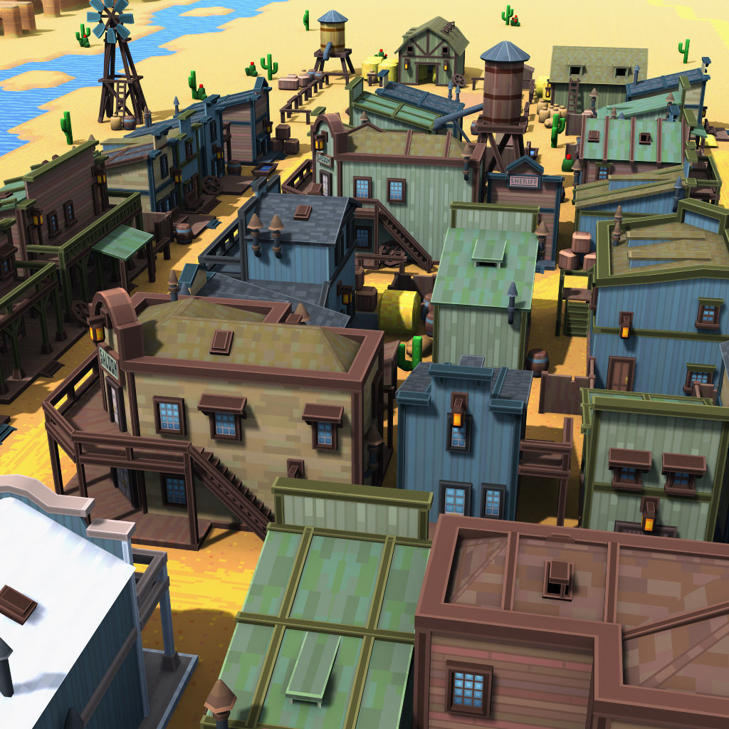 Western Town - Pixel Series Low-poly 3D model_3