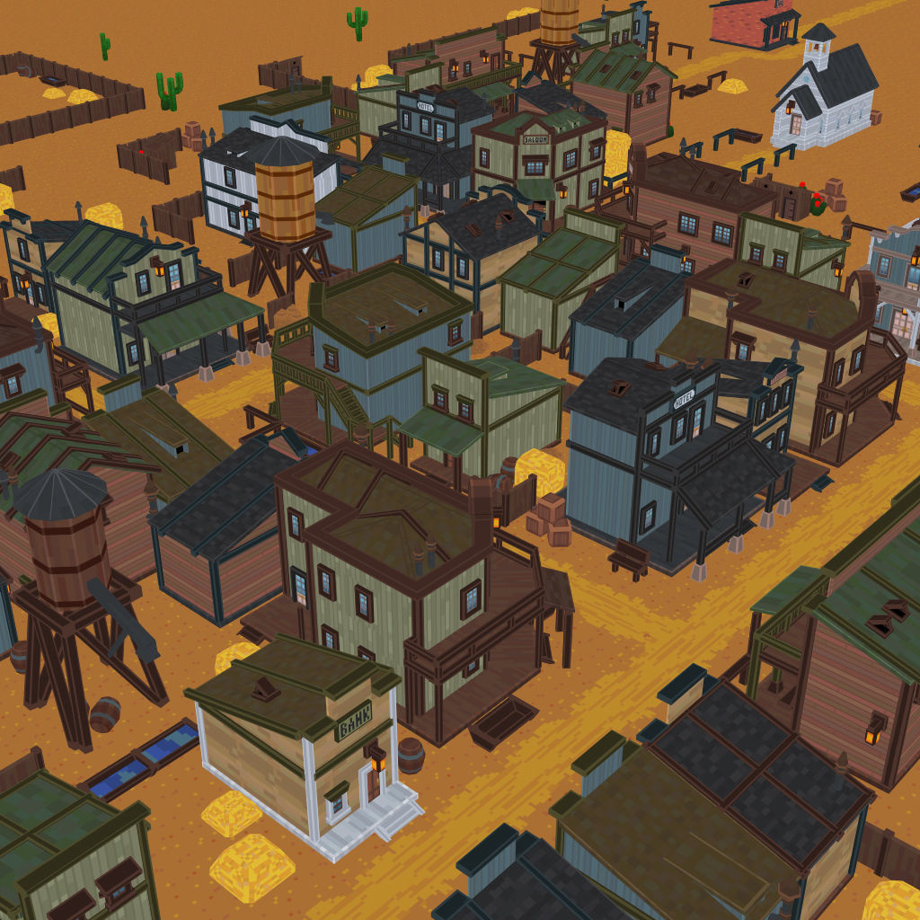 Western Town - Pixel Series Low-poly 3D model_7