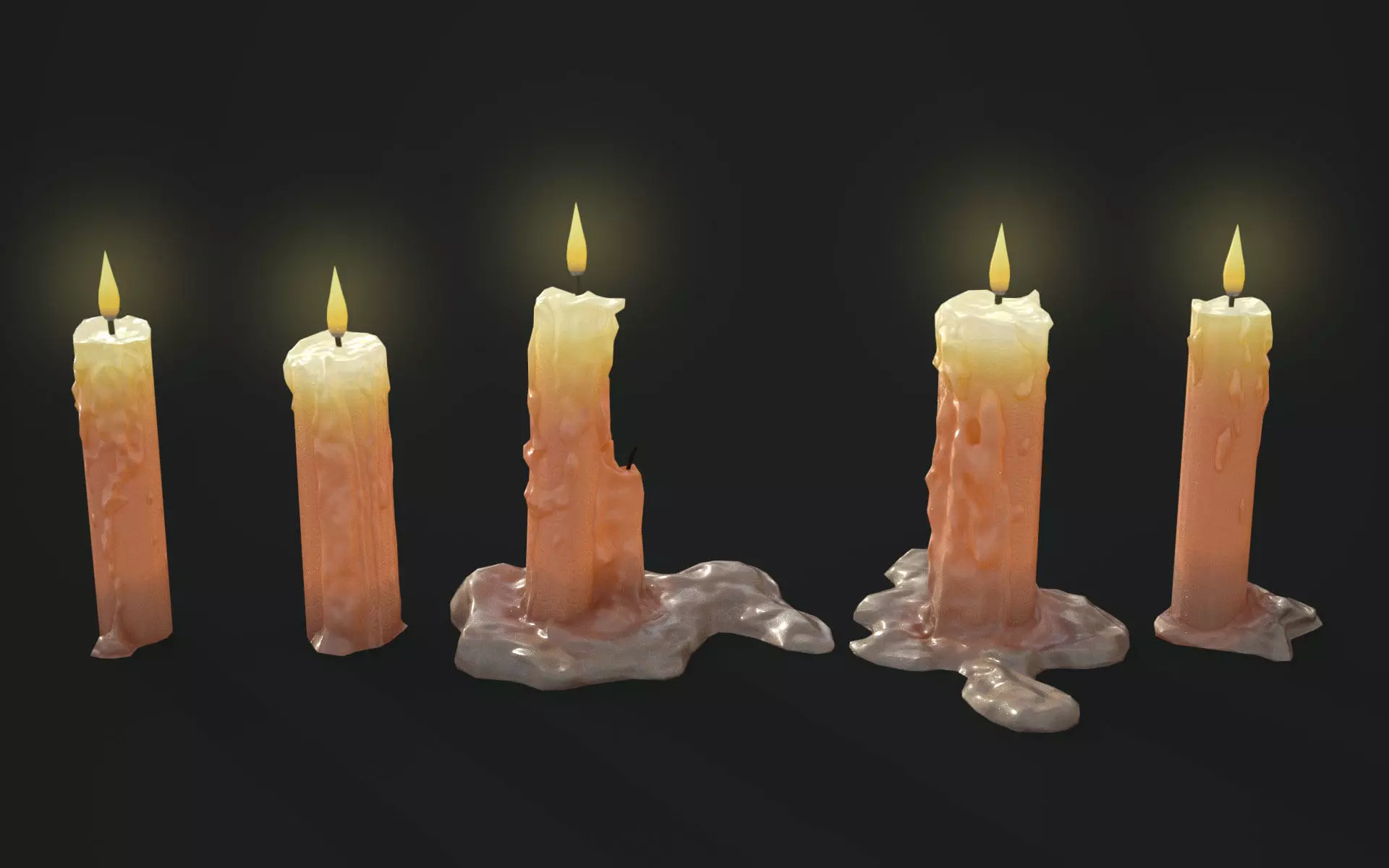 Candles Pack Low-poly 3D model