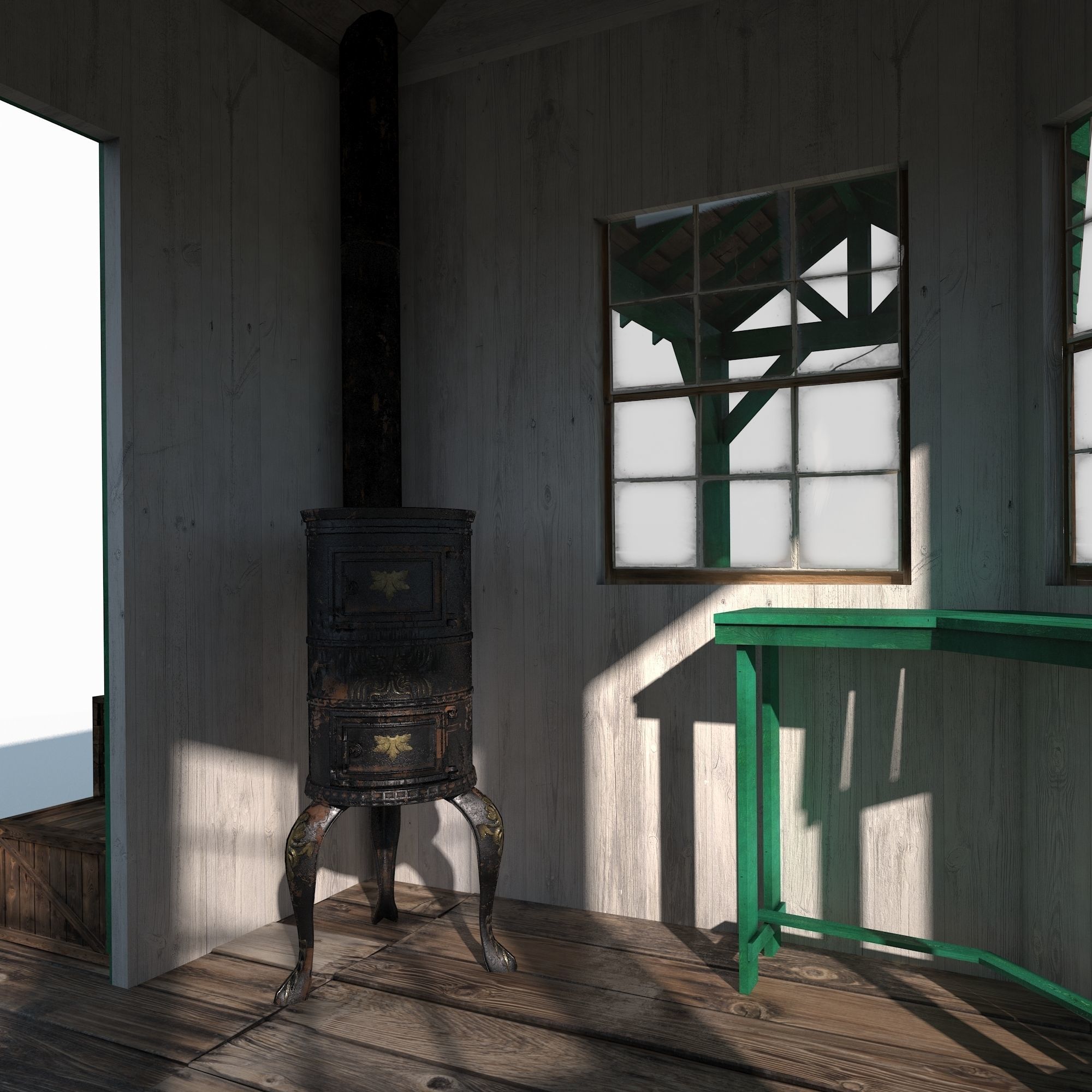 Western Train Station Low Poly Low-poly 3D model_5