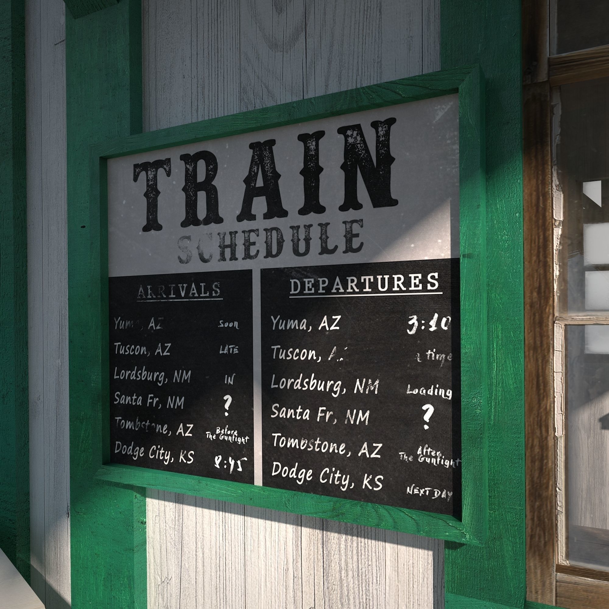 Western Train Station Low Poly Low-poly 3D model_8