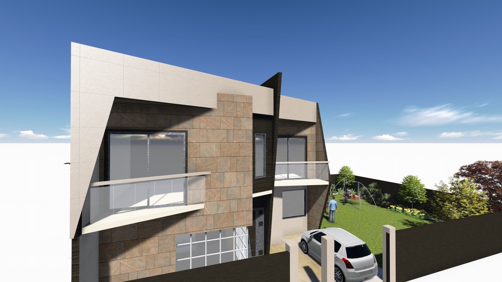 Modern House with plans 130 sq m  3D model_2