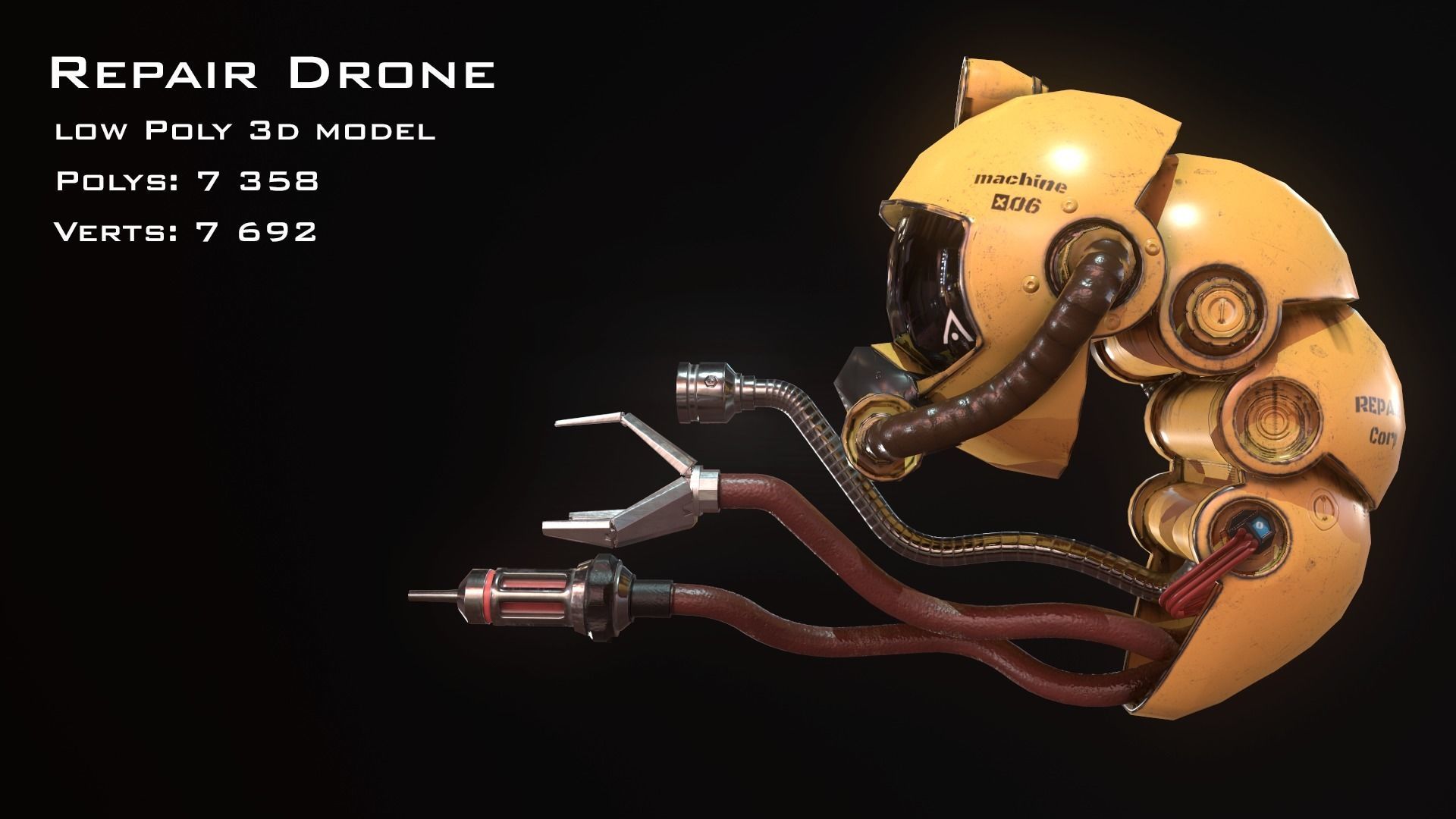 Repair Drone Low-poly 3D model_2