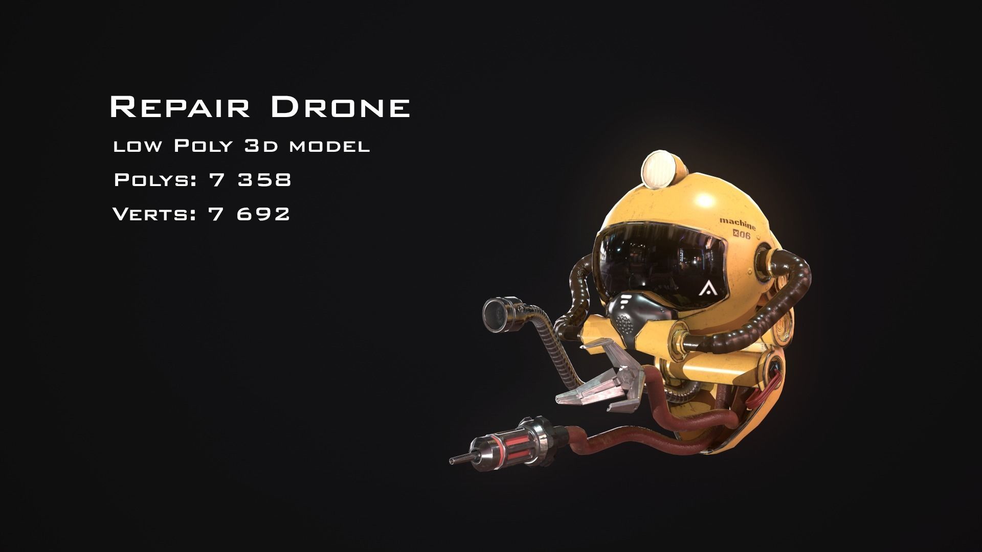 Repair Drone Low-poly 3D model_4
