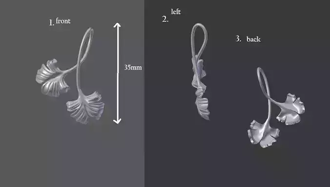 Pendant ginkgo leaf earrings Free 3D print model