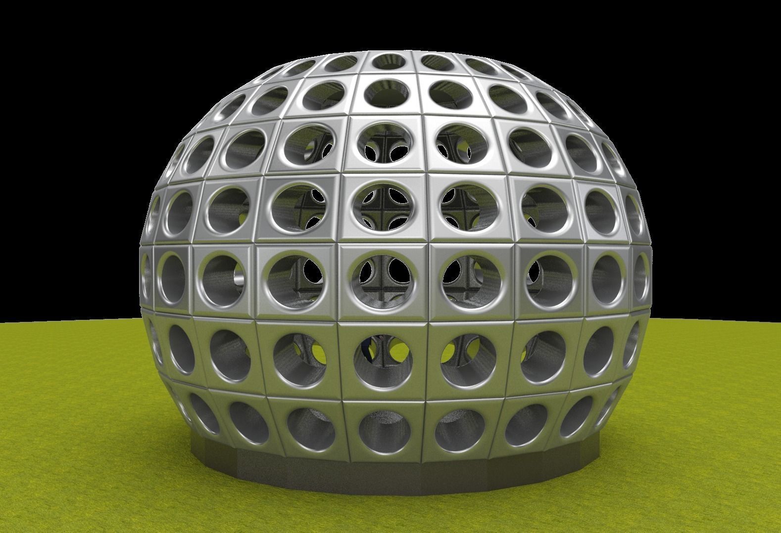 Perforated dome architecture engineering structure 3D model_0