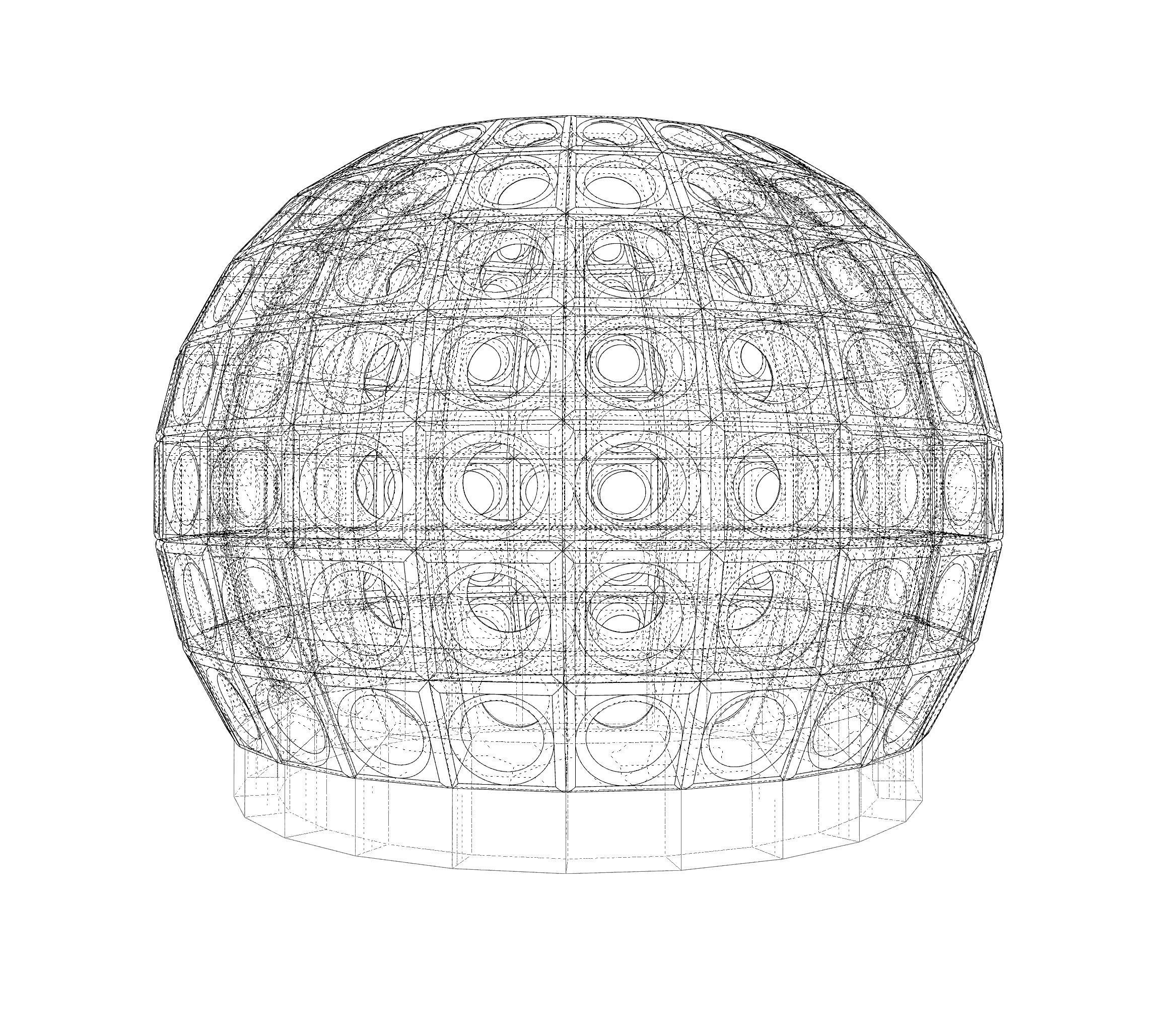 Perforated dome architecture engineering structure 3D model_1