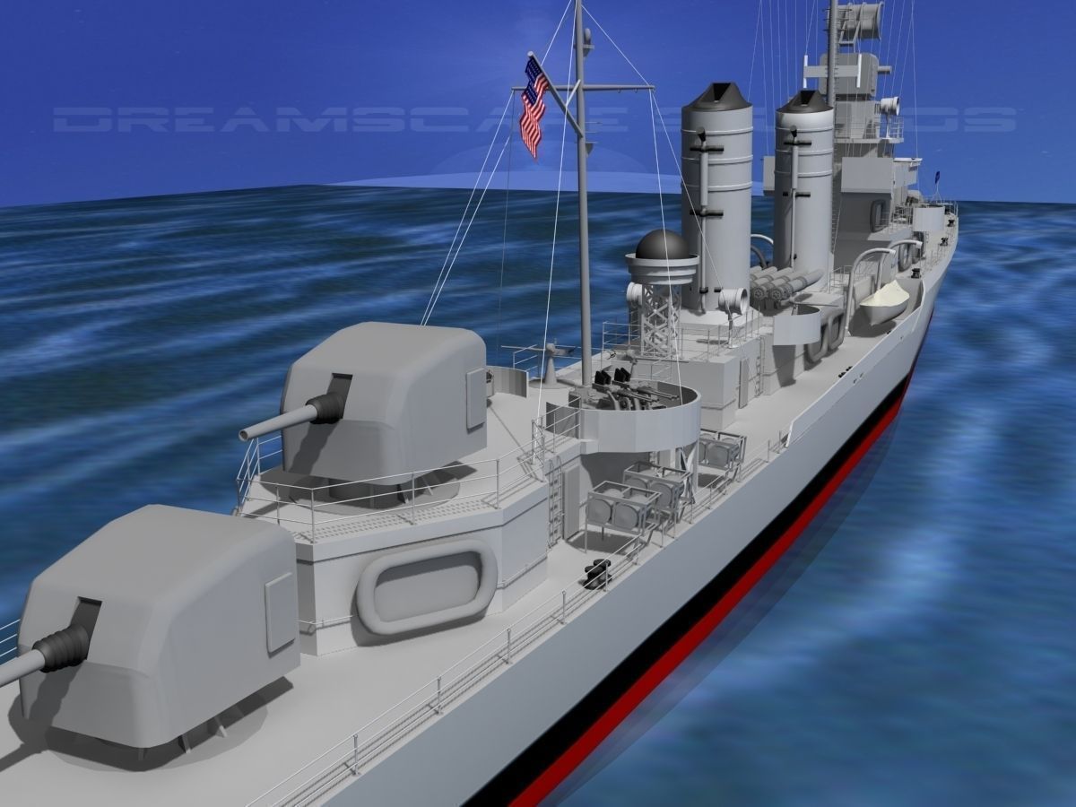 Gleaves Class Destroyer USS Stevenson 3D model_12