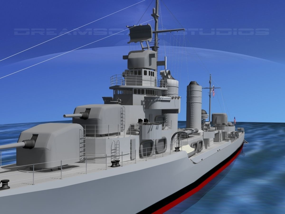 Gleaves Class Destroyer USS Welles 3D model_2