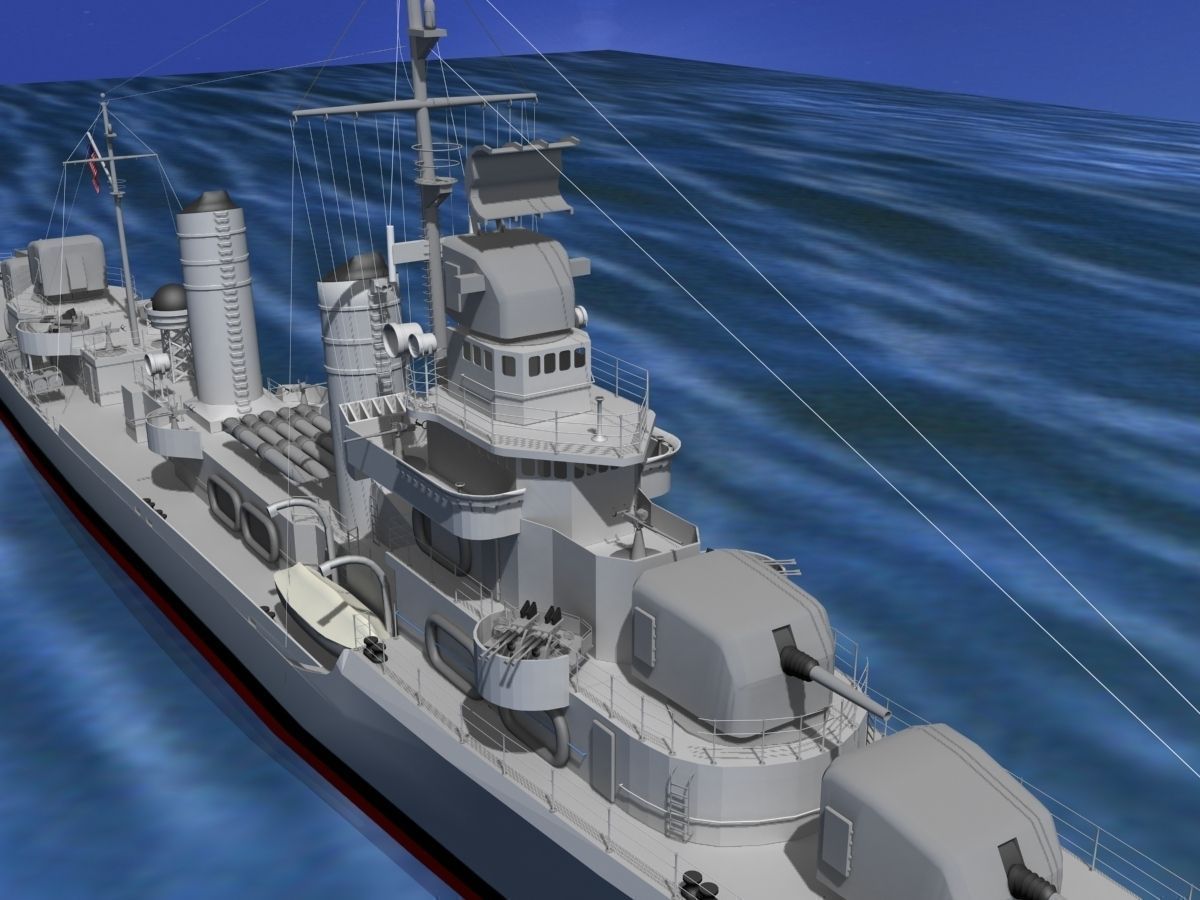 Gleaves Class Destroyer USS Welles 3D model_1