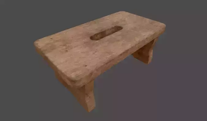 Traditional Balkan vintage wooden stool 